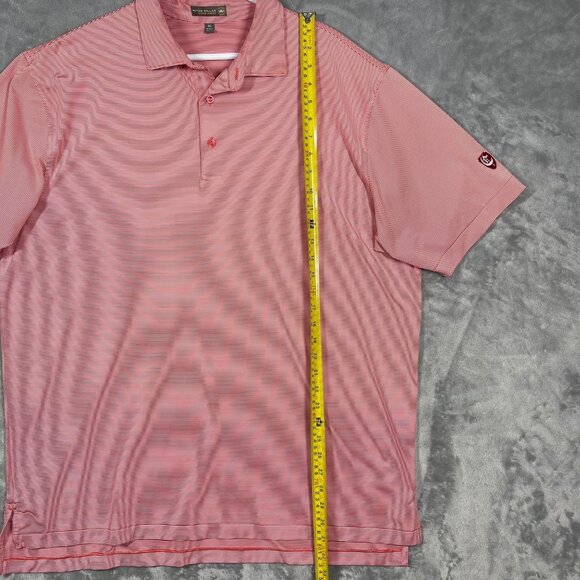 Peter Millar Summer Comfort Mens XL Red & White Striped Golf Polo Shirt - Picture 7 of 8